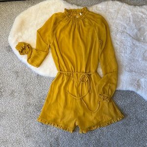 Marigold High Neck Long Sleeve Romper with Open Back Detail Size XS
